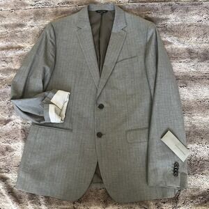 Banana Republic Pinstripe Sport Coat Blazer Jacket Mens 44R Gray Slim Fit Cotton